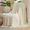 Amélie Home Knit Throw Blanket with Tassels for Couch, Luxury Boho Throw Blanket for Summer Ivory, 50"x60"-Ruum Studio Home