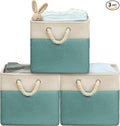 SIMPLE HOUSEWARE Fabric Storage Cubes, 13" x 13" Storage Bin, 3 Pack, Turquoise-Ruum Studio Home