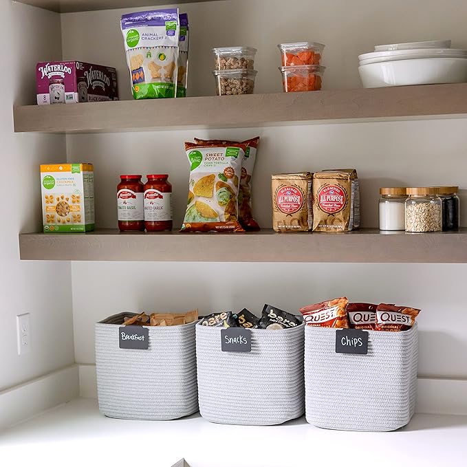 NaturalCozy Storage Cubes 11 Inch Cotton Rope Woven Baskets for Organizing, 3-Pack | Cube Storage Bin | Square Storage Baskets for Shelves Organizer, Classroom, Kids Toy Bins, Closet, Baby Nursery-Ruum Studio Home