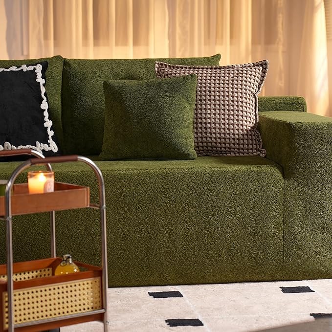 ovios 104" Cloud Sectional Couch with L-Shape Chaise,Modern Modular Sofa with Deep Seat, Upholstered Couches for Living Room Bedroom,No Assembly Required, Green (Cloud Velvet)-Ruum Studio Home