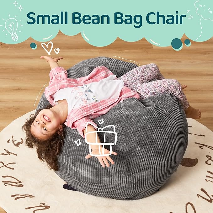 Bean Bag Chairs Teardrop Bean Bag Chair Beanbag Chair with Memory Foam Filled Machine Washable Cover for Living Room, Bedroom (Small,Grey)-Ruum Studio Home