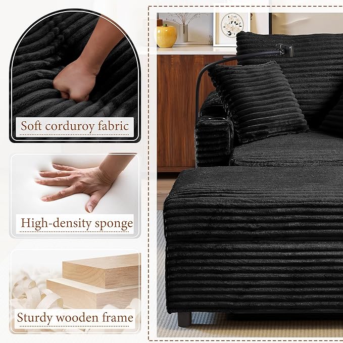 Accent Chair with Storage Ottoman Upholstered Living Room Chairs for Reading Chair with Chaise Lounge Chairs Indoor, Comfortable Armchair for Bedroom-Ruum Studio Home