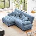 Modular Sectional Sofa, Comfy Cloud Couch Oversized Loveseat with Ottoman, Sectional Couches for Living Room, Modern Chenille L Shaped Couch, Sleeper Deep Seat Sofa with Throw Pillows, Blue-Ruum Studio Home