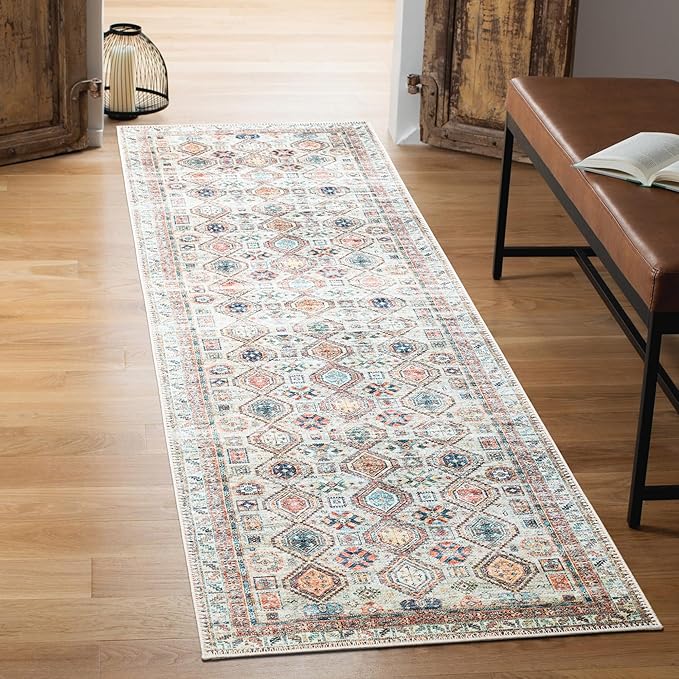 Keen Home Design 2x12 Rug - Machine Washable Runner Rug with Non-Slip Backing, Ideal for Hallway, Entryway, Kitchen, Laundry Room - Vintage, Easy Clean, Durable, Low Pile - (2'6" x 12')-Ruum Studio Home