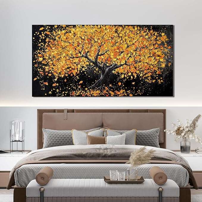 Canvas Wall Art Decor Wall Art Pictures for Living Room Artwork for Walls Black and Gold Wall Art Decor Tree of Life Wall Art Modern Wall Art Prints Art Work for Home Office Kitchen Wall Decor 24"X48"-Ruum Studio Home