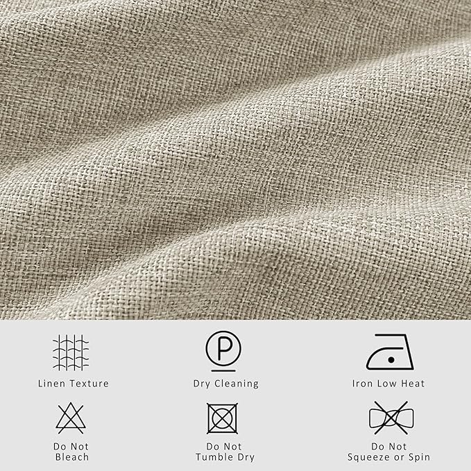 Macochico Pinch Pleated Full Blackout Curtains for Bedroom Living Room Beige Linen Curtains Thermal Insulated and Noise Reducing Window Panels with Tieback Shabby Chic Decor 84”Wx84”L 1 Panel-Ruum Studio Home