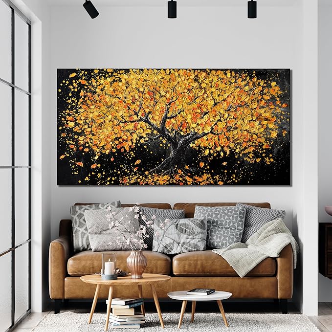 Canvas Wall Art Decor Artwork for Walls Black and Gold Wall Art Decor Tree of Life Wall Art Pictures for Living Room Tree Wall Art Modern Wall Art Prints Art Work for Home Office Wall Decor 20" X 40"-Ruum Studio Home
