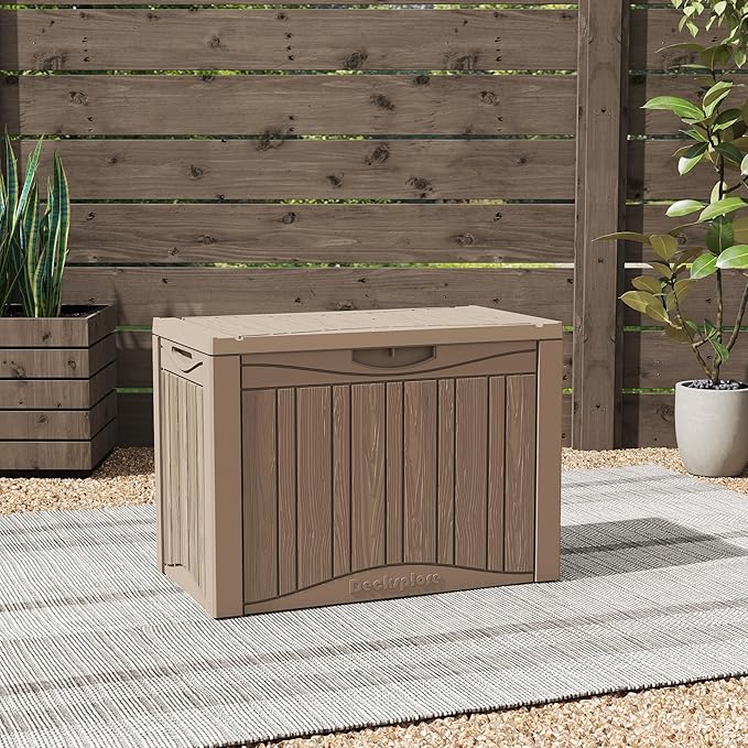 50 Gallon Outdoor Storage Box Waterproof Lockable Resin Deck Box Large, Patio Storage Bin for Pool Accessories Cushion Furniture, Garden Tools, UV-Resistant Outside Delivery Grey-Ruum Studio Home