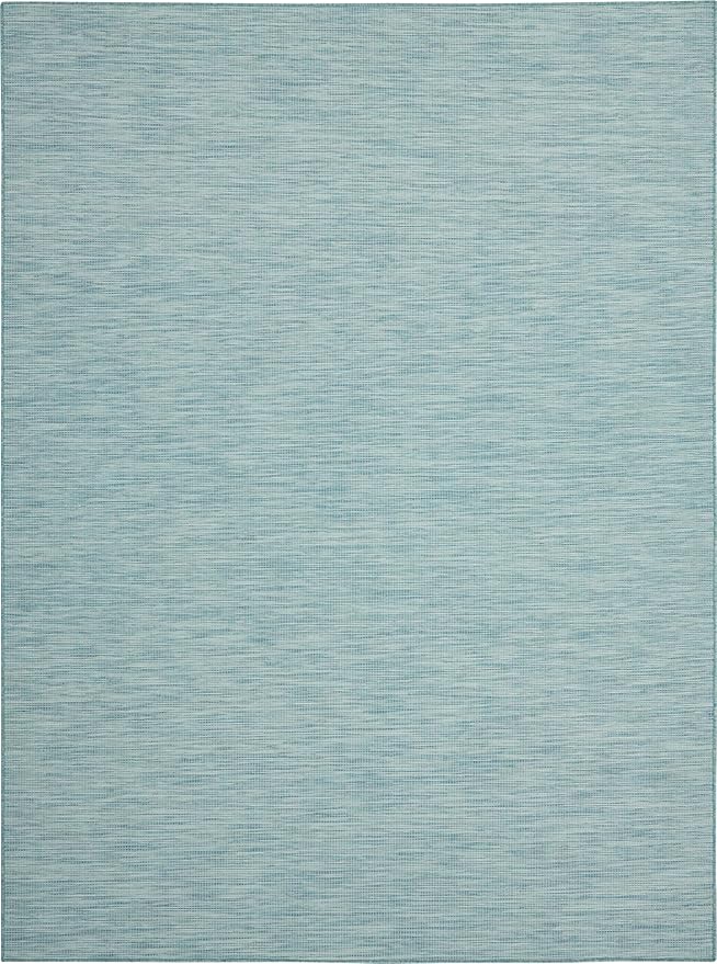 Nourison Positano Indoor/Outdoor Aqua 10' x 14' Area Rug, Easy Cleaning, Non Shedding, Bed Room, Living Room, Dining Room, Backyard, Deck, Patio (10x14)-Ruum Studio Home