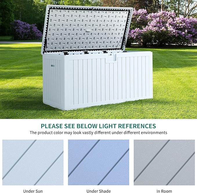 YITAHOME 260 Gallon Extra Large Deck Box, Double-Wall Resin Outdoor Storage Box with Flexible Divider for Patio Cushions Pool Supplies Garden Tools, 1000lbs Load Capacity, Lockable&Waterproof (White)-Ruum Studio Home