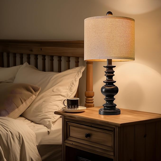 BOBOMOMO 20" Table Lamp Set of 2 for Bedroom Living Room Vintage Rustic Traditional Nightstand Bedside Lamps（Suitable for Decorating Small Areas）-Ruum Studio Home