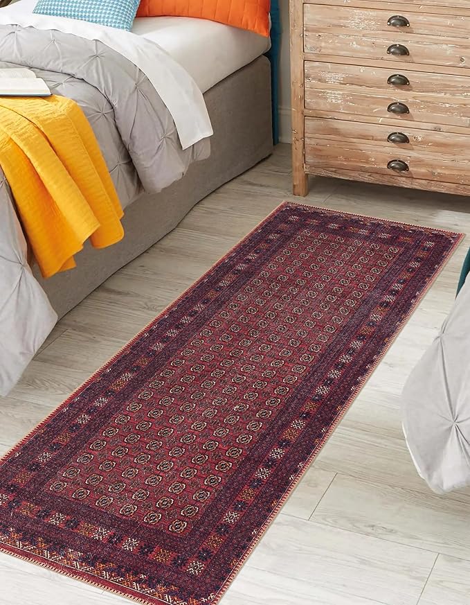 Keen Home Design 2x12 Rug - Machine Washable Runner with Non-Slip Backing, Ideal for Hallway, Entryway, Kitchen, Laundry Room - Vintage, Easy Clean, Durable, Low Pile Rug - (2'6" x 12')-Ruum Studio Home
