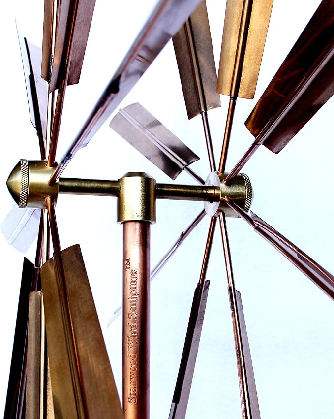 Stanwood Wind Sculpture: Kinetic Copper Dual Spinner - Double Windmill Spinner-Ruum Studio Home