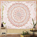 Fowocu Boho Floral Mandala Tapestry Wall Hanging Pink Bohemian Flower Medallion Tapestry Aesthetic Watercolor Hippie Indian Small Tapestries for Bedroom Living Room Dorm Decor 60 x 44 Inch-Ruum Studio Home