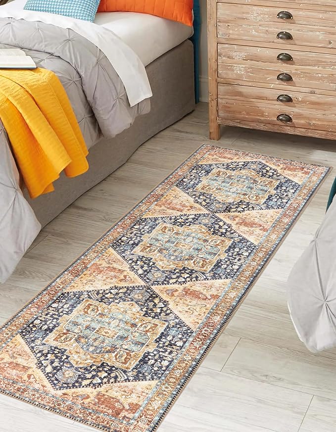 Keen Home Design 2x10 Rug - Machine Washable Runner with Non-Slip Backing, Ideal for Hallway, Entryway, Kitchen, Laundry Room - Vintage, Easy Clean, Durable, Low Pile Rug - (2'6" x 10')-Ruum Studio Home