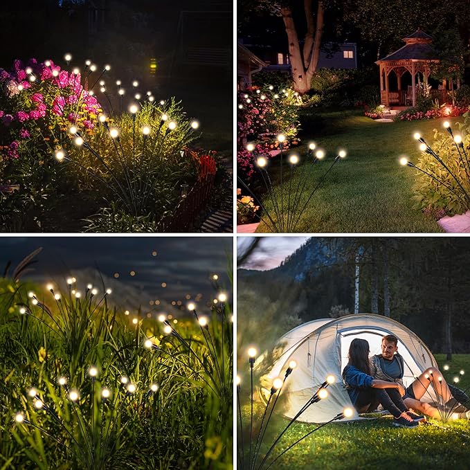 Solar Lights Outdoor Decoration, Waterproof Xmas Outdoor Lights Decor for Yard, Patio, Garden, and Front Porch, 80 LEDs Swing with The Wind (8 Pack, Warm White)-Ruum Studio Home