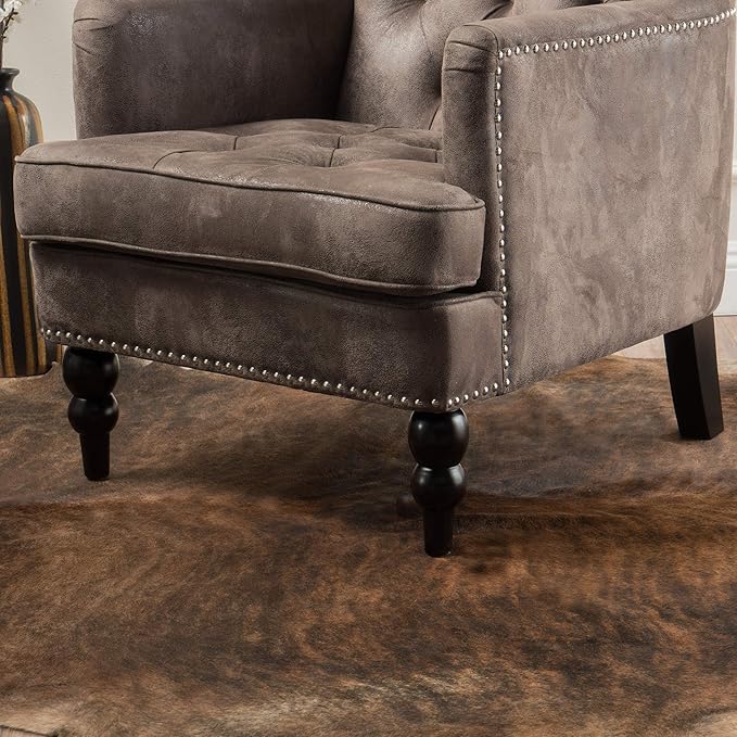 Christopher Knight Home GDFStudio Medford Brown Tufted Club Chair, Fabric Accent Chair with Studded Nailhead Accents-Ruum Studio Home