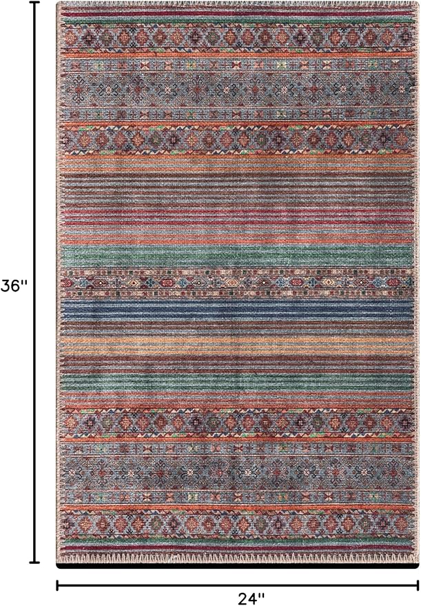 Keen Home Design 2x3 Rug - Machine Washable Entry Rug with Non-Slip Backing, Ideal for Enteryway, Kitchen, Bathroom, Laundry Room - Vintage, Easy Clean, Durable, Low Pile Rug - (2' x 3')-Ruum Studio Home