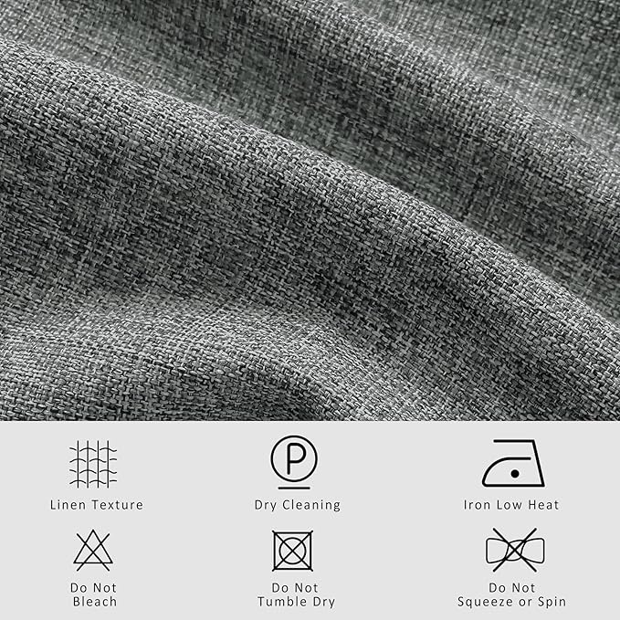 Macochico Pinch Pleated Blackout Curtains 102 Inches Long 100% Blackout Natural Linen Drapes for Bedroom Living Room Windows Farmhouse Burlap Curtains with Tieback 52”Wx102”L Mid Grey 1 Panel-Ruum Studio Home