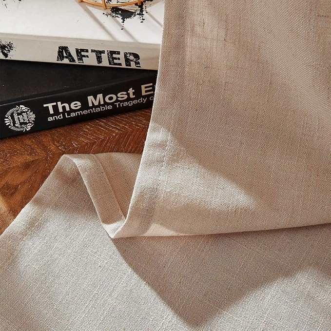 Joydeco Linen Curtains for Living Room,Light Filtering Rod Pocket Back Tab Semi Sheer Drapes Window Long Curtains 72 inches Long Sheer Bliss-Ruum Studio Home