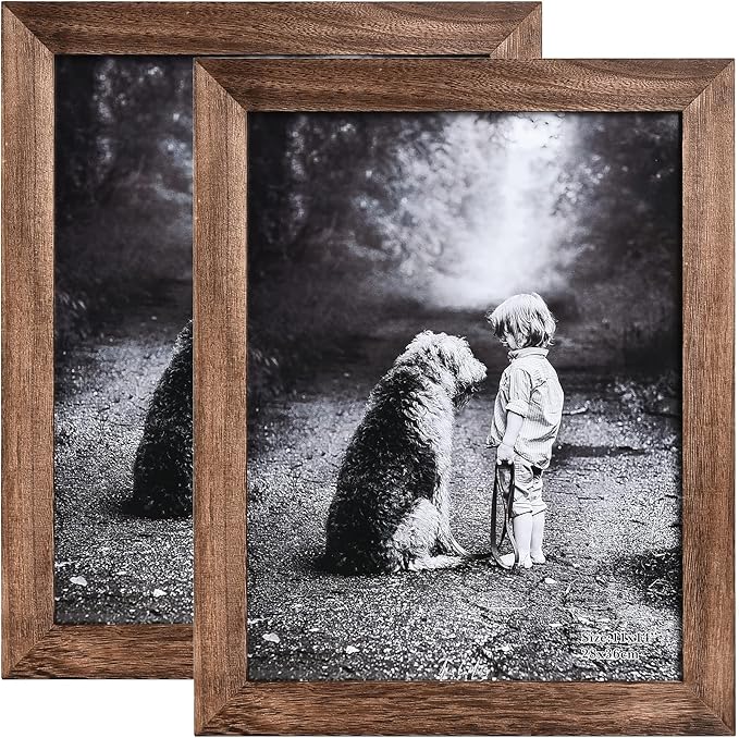 Yaetm-11x14 Picture Frame, Natural Solid Wood Photo Frame Display for Wall Mounting, High Definition Glass Carbonized Black(2 Pack)-Ruum Studio Home