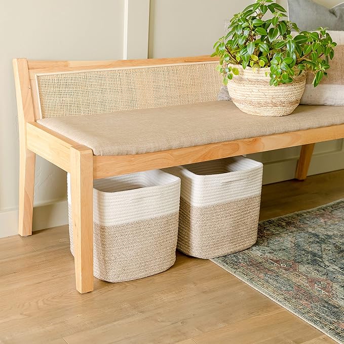 NaturalCozy Storage Cubes 11 Inch Cotton Rope Woven Baskets for Organizing, 3-Pack | Cube Bin Square Shelves Organizer, Classroom, Kids Toy Bins, Closet, Baby Nursery-Ruum Studio Home