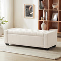 48" Ottoman with Storage, Storage Ottoman Bench with Safety Hinge, Upholstered Entryway Bench with Seating for Bedroom, Living Room, Holds up to 330 lb, Beige-Ruum Studio Home
