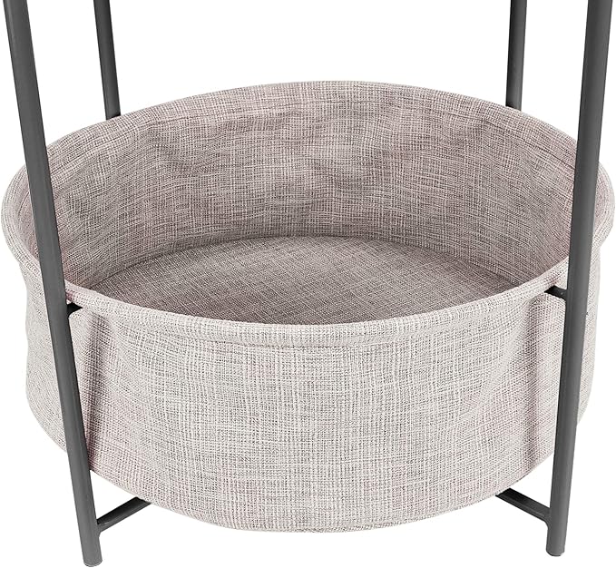 Amazon Basics Round Storage End Table, Side Table with Cloth Basket, Charcoal/Heather Gray, 17.7 x 17.7 x 18.9 in-Ruum Studio Home