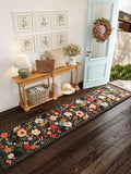 Runners for Hallways Kitchen Rug Non Slip 2'x 10' Long Washable Runner Rugs with Rubber Backing Soft Floral Carpet Runner for Hallways, Kitchen, Laundry, Bedroom, Bathroom(Black)-Ruum Studio Home