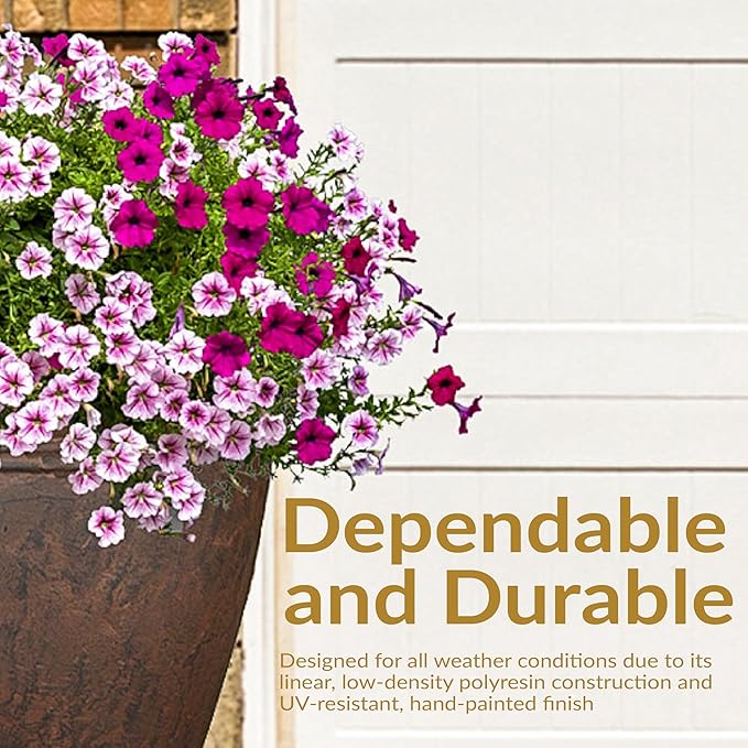 Sunnydaze 24-Inch Anjelica Large Plastic Pot for Plants - Outdoor Polyresin Round Planter with Drillable Drainage Holes - Rust - 4pk-Ruum Studio Home