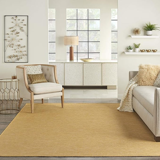 Nourison Positano Indoor/Outdoor Yellow 6' x Round Area Rug, Easy Cleaning, Non Shedding, Bed Room, Living Room, Dining Room, Backyard, Deck, Patio (6 Round)-Ruum Studio Home