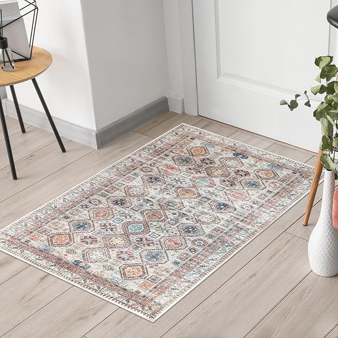 Keen Home Design 2x3 Rug - Machine Washable Entry Rug with Non-Slip Backing, Ideal for Enteryway, Kitchen, Bathroom, Laundry Room - Vintage, Easy Clean, Durable, Low Pile Rug - (2' x 3')-Ruum Studio Home