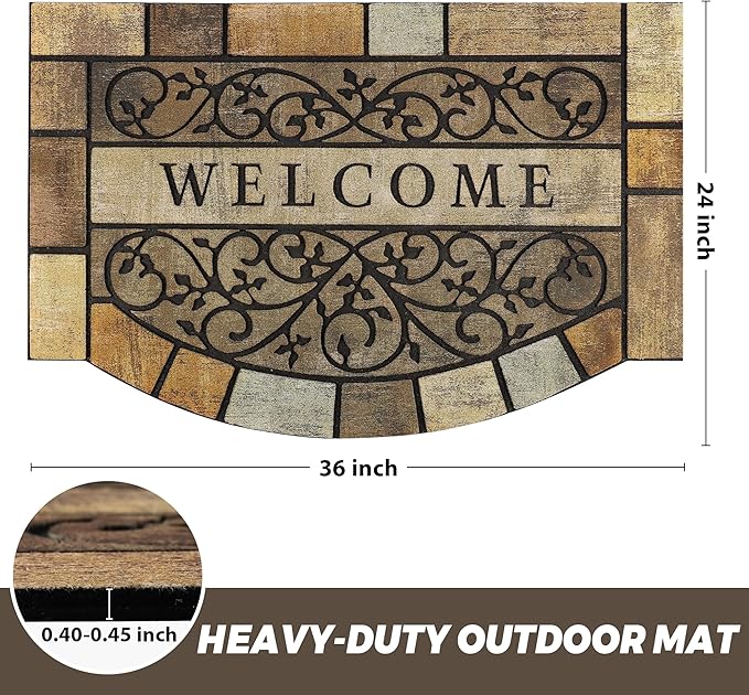 Durable Welcome Door Mats, 24"x36" Heavy-Duty Large Outdoor Mat for Front Door with Non-Slip Rubber Backing for Outside Entry, Garage, Patio, High Traffic Area-Ruum Studio Home