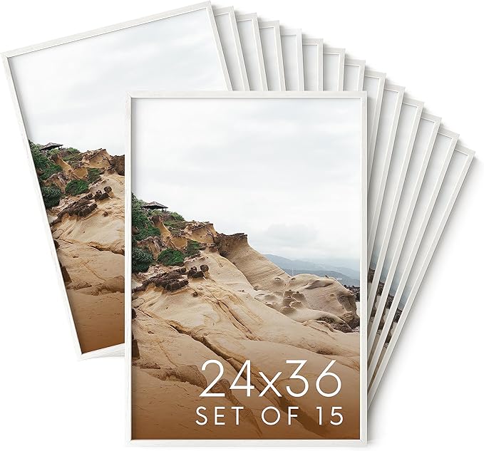Haus and Hues 24x36 White Oak Wood Picture Frames Set of 15 - Premium Bulk Picture Frames 24x36 Bundle - Elegant Gallery Wall Frame Set for Posters, Art Display - Ideal for Wall Decor in Home & Office-Ruum Studio Home