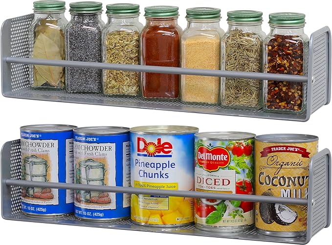 Simple Houseware Wall Mounted Spice Rack, Silver, Set of 2-Ruum Studio Home