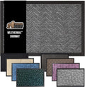 GORILLA GRIP 100% Waterproof All-Season WeatherMax Doormat, 34x58, US Designed Natural Rubber, Stain and Fade Resistant, Low Profile Indoor Outdoor Door Mats, Easy Clean Patio Mat, Steel Chevron-Ruum Studio Home