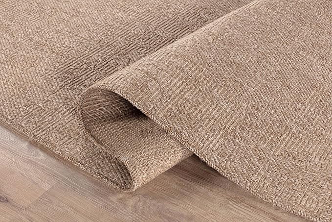 CAMILSON Easy Jute Round Rug 6ft Indoor Outdoor Natural Color Fiber Area Rugs for Living Room Patio and Kitchen Rug Solid Boho Woven Design Easy-Cleaning Washable Outside Carpet Alfombras (6 Round)-Ruum Studio Home
