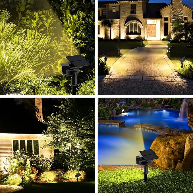 WELALO Solar Spot Lights Outdoor, [2 Pack/3 Modes] Solar Landscape Spotlights, Adjustable Solar Powered Security Lights, IP65 Waterproof Wall Lights for Walkway, Yard, Garden, Driveway (Warm White)-Ruum Studio Home