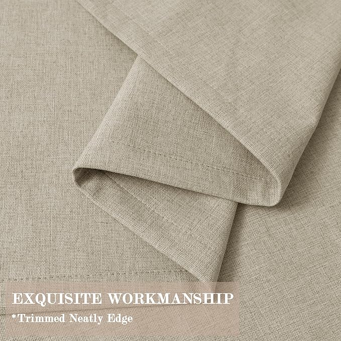 100% Blackout Linen Textured Drapes for Bedroom Pinch Pleated Curtains for Track System Portable Drapery for Sliding Glass Door/Storage/Space Room Divider, 70" Wx84 L, 1 PC, Beige-Ruum Studio Home