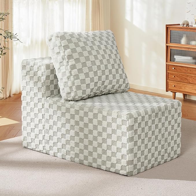 Single Sofa 1 Seat Couch with Deep Seat Memory Foam Cloud Chair with Pillows Large Sofa with L Shape for Living Room Bedroom (Plush GREYOLIVE, Single)-Ruum Studio Home