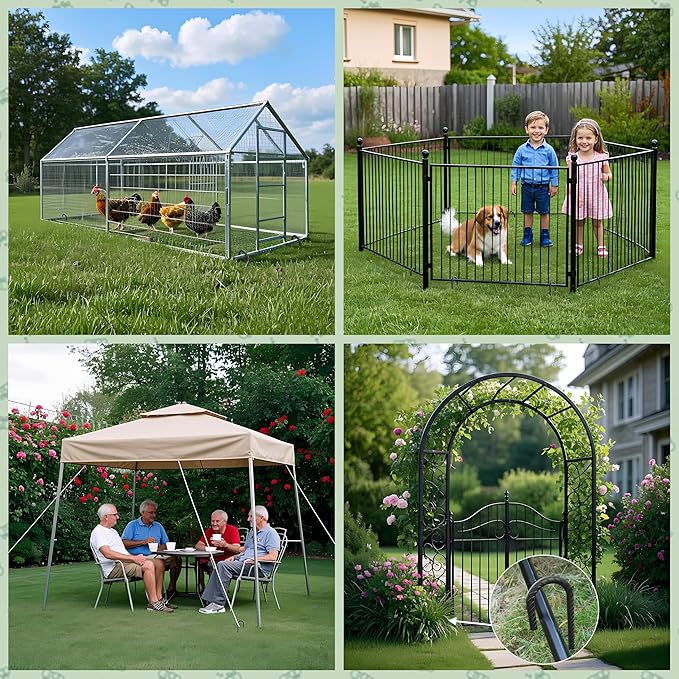 VVOKGO Trampoline Stakes 12 Inches Anchors High Wind Heavy Duty, 8-Pack U Shaped Tie Down Anchor Kit for Ground, Camping Tent, Soccer Net, Swing Set, Black-Ruum Studio Home