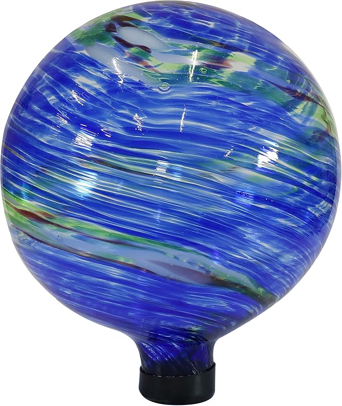 Sunnydaze 10-Inch Gazing Ball for Garden - Glass Gazing Globe for Outside - Garden Orb Yard Decor - Northern Lights-Ruum Studio Home