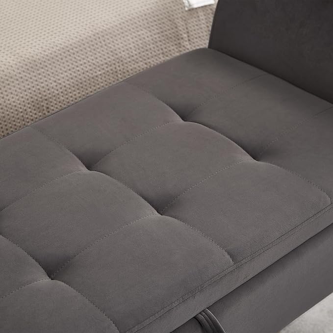 Furniliving 51” Bedroom Bench, End of Bed Bench with Button-Tufted Large Upholstered Storage Bench Ottoman Velvet Window Bench with Storage Shoe Cabinet Bench, for Bedroom, Entryway, Closet, Grey-Ruum Studio Home