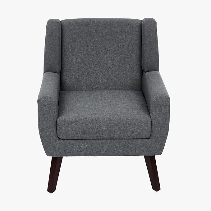 UIXE Accent Chair, Fabric Upholstered Armchair for Living Room, Comfy Arm Chair Single Sofa Bedroom Side Reading Seat - Flax Gray-Ruum Studio Home