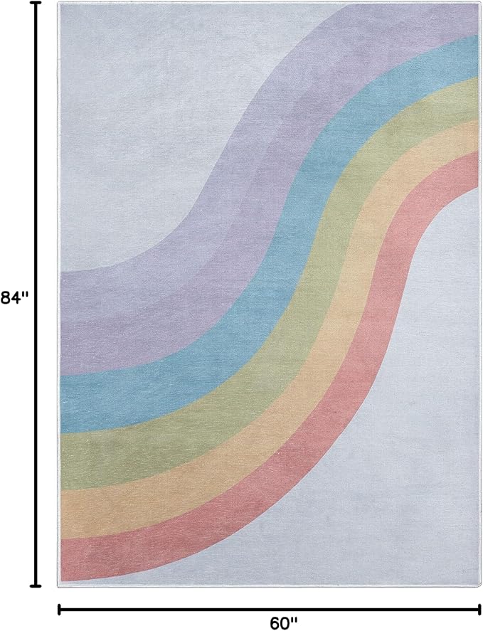 Well Woven Kids Rainbow Rug, 5' x 7', Multi Color-Ruum Studio Home