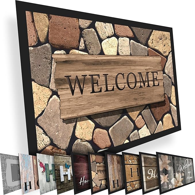 Floor Mat - for Indoor and Outdoor Use - Doormat - Non-Slip - Front Door Shoe Scraper - Size: 17x29-Ruum Studio Home