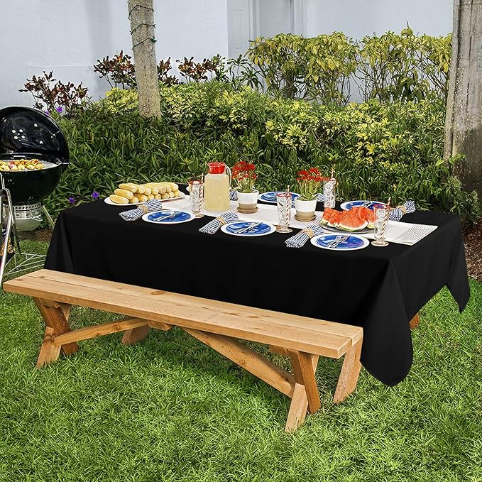 sancua 8 Pack Black Tablecloth 60 x 84 Inch, Rectangle Table Cloth for 4ft Tables - Stain and Wrinkle Resistant Washable Polyester Table Cover for Dining Wedding Banquet Party Buffet Restaurant-Ruum Studio Home