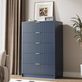 5 Drawer Dresser for Bedroom, Tall Dresser Chest of Drawers with Gold Handles, 32 Inch Wide Nightstand with for Bedroom, Living Rooms, Offices, and Entryways, Navy Blue-Ruum Studio Home