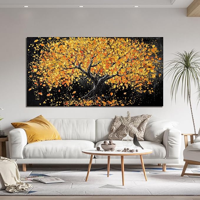Canvas Wall Art Decor Wall Art Pictures for Living Room Artwork for Walls Black and Gold Wall Art Decor Tree of Life Wall Art Modern Wall Art Prints Art Work for Home Office Kitchen Wall Decor 24"X48"-Ruum Studio Home