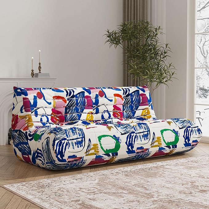 Big Bean Bag Chairs for Adults, 3 Seater Large Bean Bag Sofa, Fireside Chair Lazy Sofa Chair with High Density Comfortable Foam, Modern Bean Bag for Living Room, Bedroom, Office (Multicolor)-Ruum Studio Home